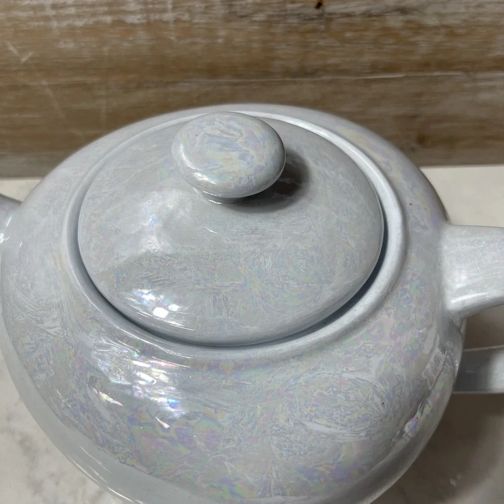 Vintage Japanese Peach Lusterware Teapot – Iridescent Glaze